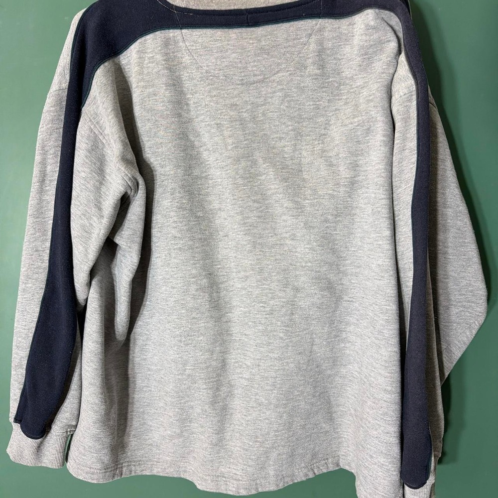 Towncraft Vintage Color Block Heather Gray Navy Blue Sweatshirt Mens XL